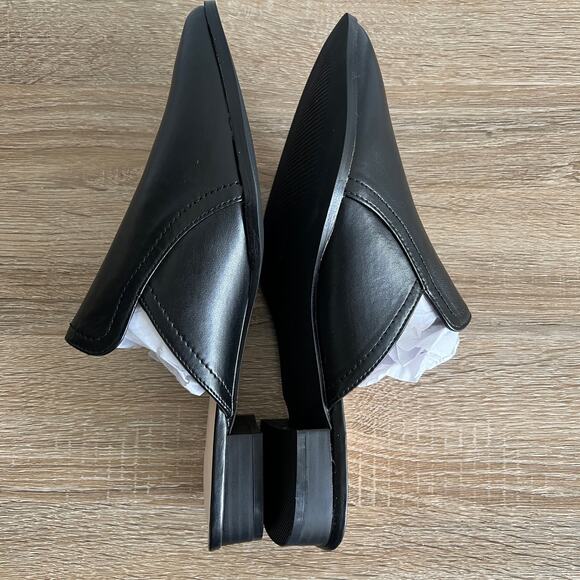 PiePieBuy Pointy Toe Mules Slip On Black Low Heel 9 NIB - Picture 4 of 8